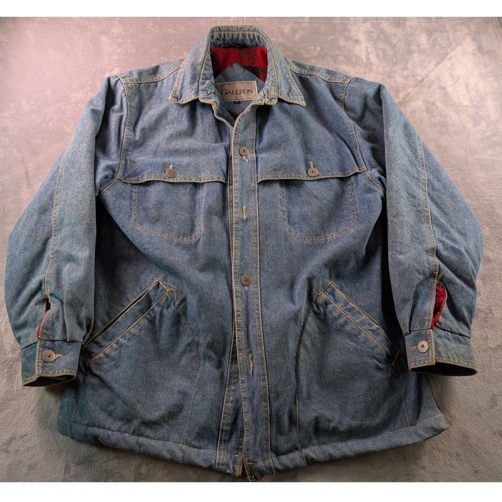 Galleon Mens M Denim Chore Jacket Buffalo Plaid Flannel Lined Blue Coat Heavy